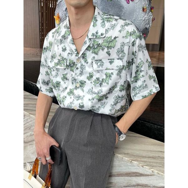 men's casual shirts light mature wear with 2021 summer printed shirt korean niche loose short sleeve thin, White;black
men's casual shirts light mature wear with 2021 summer printed shirt korean niche loose short sleeve thin, White;black