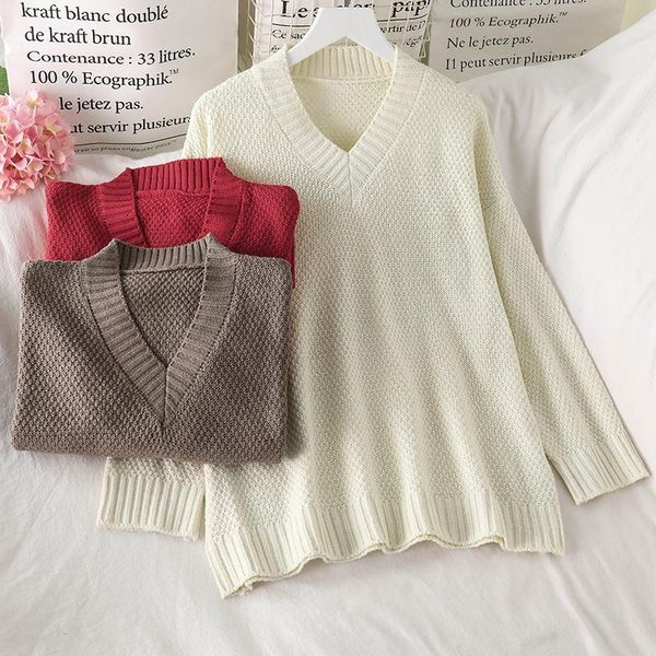 women's sweaters autumn and winter retro simple solid color pullover mori sweater loose outer wear slimming v-neckline idle style, White;black
women's sweaters autumn and winter retro simple solid color pullover mori sweater loose outer wear slimming v-neckline idle style, White;black