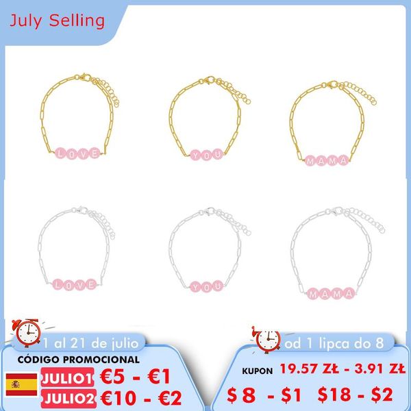 link, chain mc colorful bracelet for women ins korean soft pottery beaded letter summer bohemia copper alloy parent-child, Black
link, chain mc colorful bracelet for women ins korean soft pottery beaded letter summer bohemia copper alloy parent-child, Black
