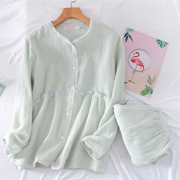 japanese style spring and autumn ladies pajamas set cotton crepe long sleeve trousers home service suit pajamas for women 211105, Black;red
japanese style spring and autumn ladies pajamas set cotton crepe long sleeve trousers home service suit pajamas for women 211105, Black;red