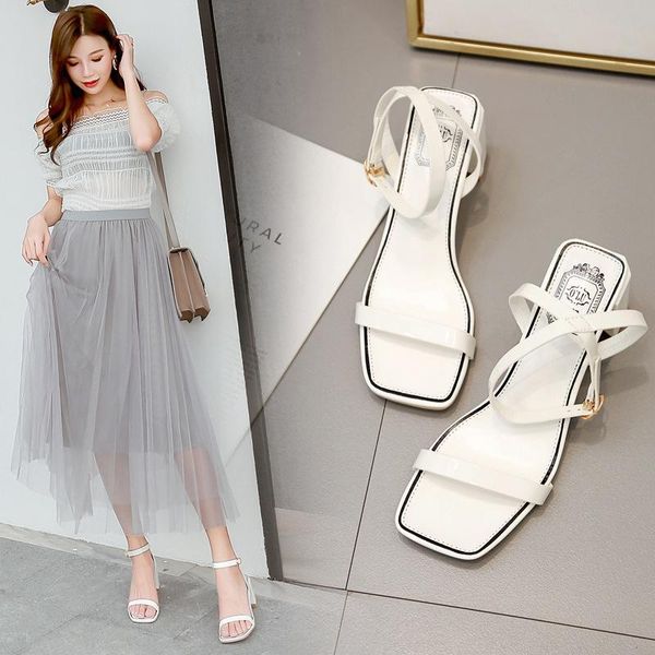 square open toe summer sandals cross-tied thick high heels shoes woman solid brief casual femme sandalias mujer 2021 european, Black
square open toe summer sandals cross-tied thick high heels shoes woman solid brief casual femme sandalias mujer 2021 european, Black