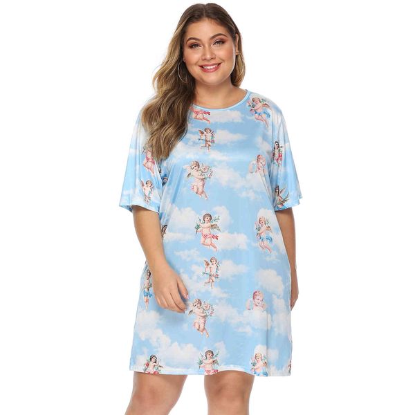 dress size big women's clothing from the cartoon printed fashion short sleeves for women in summer, Black;gray
dress size big women's clothing from the cartoon printed fashion short sleeves for women in summer, Black;gray