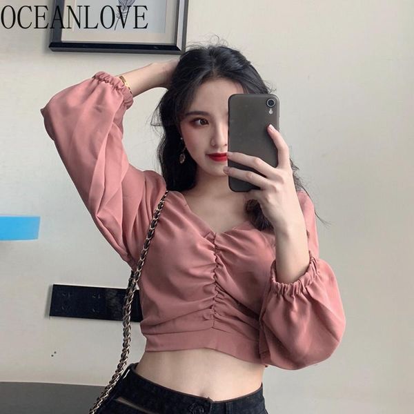 women's blouses & shirts oceanlove short solid v neck spring women fashion 2021 puff sleeve chic vintage korean blusas mujer 15631, White
women's blouses & shirts oceanlove short solid v neck spring women fashion 2021 puff sleeve chic vintage korean blusas mujer 15631, White