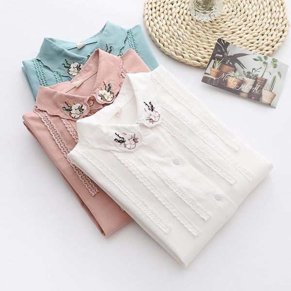 women's blouses & shirts floral women tunic womens and blouse 2021 long sleeve clothing button up down embroidery casual ladies, White
women's blouses & shirts floral women tunic womens and blouse 2021 long sleeve clothing button up down embroidery casual ladies, White