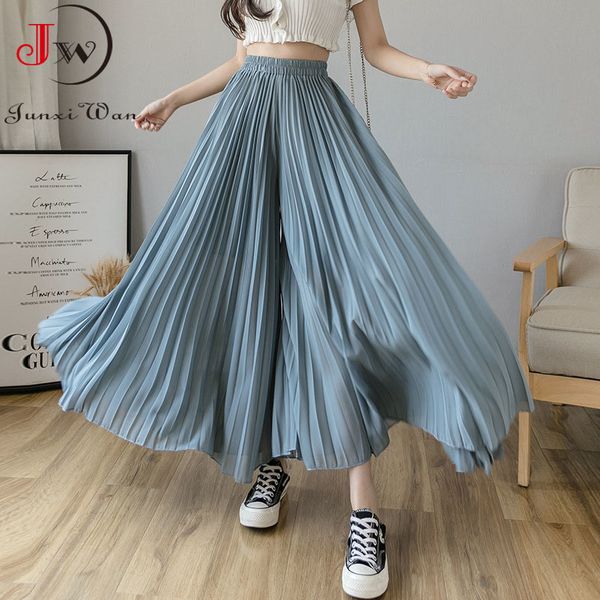 summer pleated chiffon wide leg pants skirts women solid high waist korean casual elegant loose boho trousers 210510, Black;white
summer pleated chiffon wide leg pants skirts women solid high waist korean casual elegant loose boho trousers 210510, Black;white