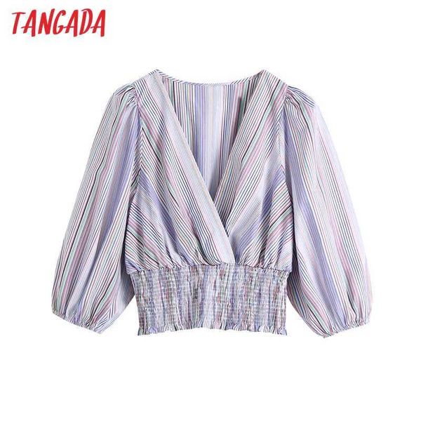 tangada women fashion striped tunic cropped shirt vintage v neck puff sleeve female shirts blusas chic be524 210609, White
tangada women fashion striped tunic cropped shirt vintage v neck puff sleeve female shirts blusas chic be524 210609, White