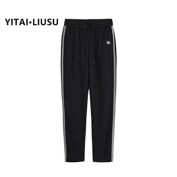 women's pants & capris movement spring fall 2021 with korean stitching elastic drawstring casual ladies, Black;white
women's pants & capris movement spring fall 2021 with korean stitching elastic drawstring casual ladies, Black;white