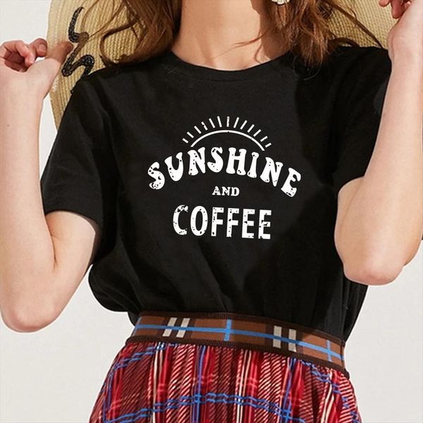 sunshine and coffee letter print womens t shirt short sleeve o neck loose summer tee femme for beach vacation, White
sunshine and coffee letter print womens t shirt short sleeve o neck loose summer tee femme for beach vacation, White
