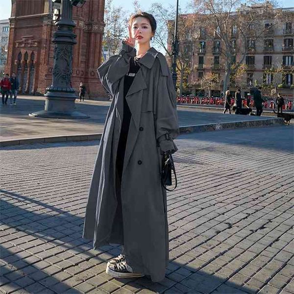 korean style loose oversized x-long womens trench coat double-breasted belted lady cloak windbreaker spring fall outerwear grey, Black
korean style loose oversized x-long womens trench coat double-breasted belted lady cloak windbreaker spring fall outerwear grey, Black