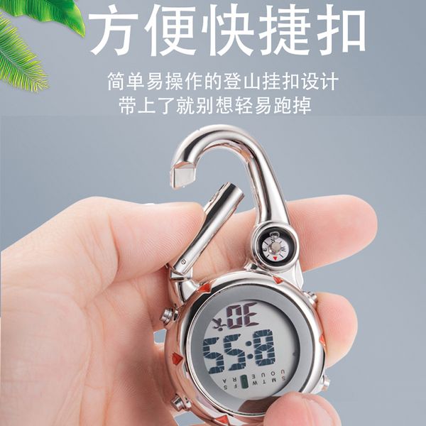 electronic mountaineering buckle watch portable buckle backpack wall watches nurse student timing small alarm clock compass luminous waist n, Slivery;black 
electronic mountaineering buckle watch portable buckle backpack wall watches nurse student timing small alarm clock compass luminous waist n, Slivery;black