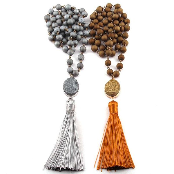pendant necklaces fashion bohemian tribal jewelry natural druzy bead rosary chain link tassel necklace, Silver
pendant necklaces fashion bohemian tribal jewelry natural druzy bead rosary chain link tassel necklace, Silver