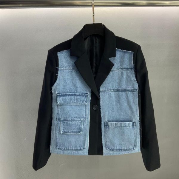 women's suits & blazers early autumn of 2021 the splicing cowboy long sleeve short suit 0823, White;black
women's suits & blazers early autumn of 2021 the splicing cowboy long sleeve short suit 0823, White;black