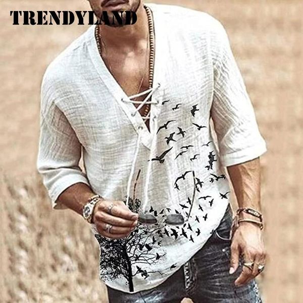 men's casual shirts trendyland men vintage shirt long sleeve oversize camisa v neck boho style streetwear drop, White;black
men's casual shirts trendyland men vintage shirt long sleeve oversize camisa v neck boho style streetwear drop, White;black