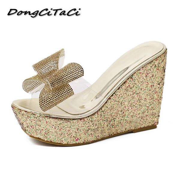 dongcitaci women wedge sandals shoes woman casual thick bottom platforms crystal bling bow-tie high heels clear slippers, Black
dongcitaci women wedge sandals shoes woman casual thick bottom platforms crystal bling bow-tie high heels clear slippers, Black