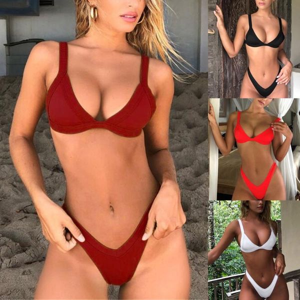 bikini 2021 women solid color halter high waist set monokini two piece swimsuit swimwear beach suit biquini feminino women's, White;black
bikini 2021 women solid color halter high waist set monokini two piece swimsuit swimwear beach suit biquini feminino women's, White;black