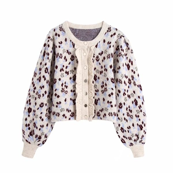 women o neck single breasted jacquard knitting short sweater female long sleeve pullover casual lady loose sw1020 210430, White;black
women o neck single breasted jacquard knitting short sweater female long sleeve pullover casual lady loose sw1020 210430, White;black