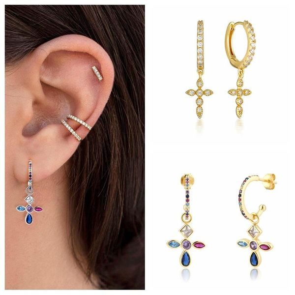 hoop & huggie 925 sterling silver rainbow zircon cross small earrings for women simple crystal gold color fashion jewelry, Golden;silver
hoop & huggie 925 sterling silver rainbow zircon cross small earrings for women simple crystal gold color fashion jewelry, Golden;silver