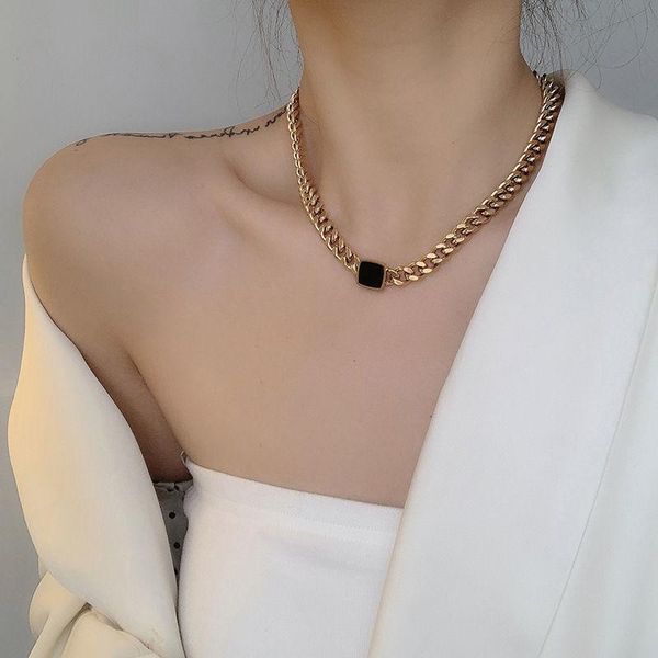 chains fashion titanium steel necklace personality exaggerated black square bracelet set versatile thick, Silver
chains fashion titanium steel necklace personality exaggerated black square bracelet set versatile thick, Silver