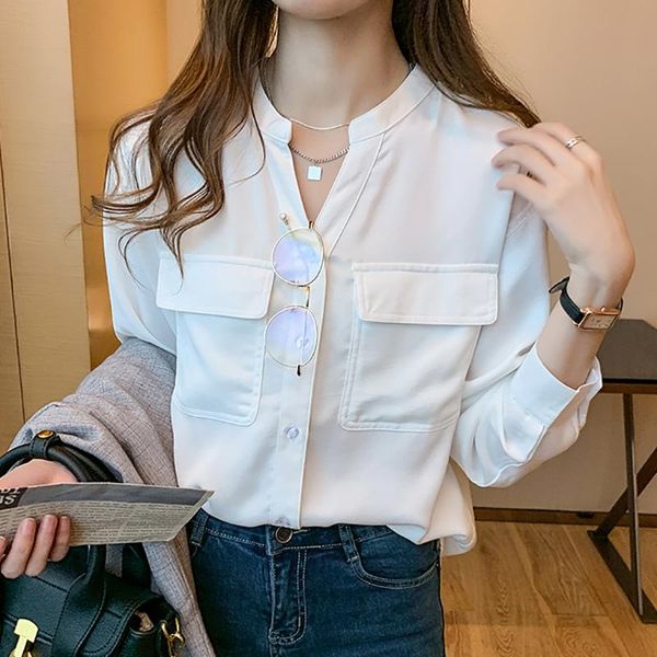 shintimes v-neck pockets white shirt women long sleeve chiffon blouse cardigan 2021 fall clothes ladies chemisier femme women's blouse
shintimes v-neck pockets white shirt women long sleeve chiffon blouse cardigan 2021 fall clothes ladies chemisier femme women's blouse
