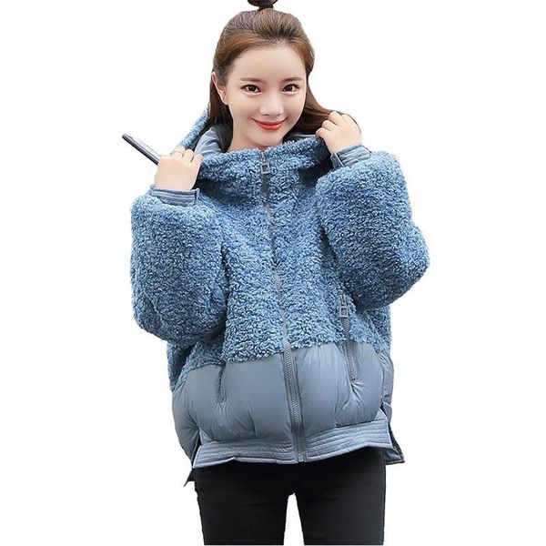 women's down & parkas 2021 winter parka women lambswool splice small jacket students short outerwear hooded cotton-padded loose wool co, Black
women's down & parkas 2021 winter parka women lambswool splice small jacket students short outerwear hooded cotton-padded loose wool co, Black
