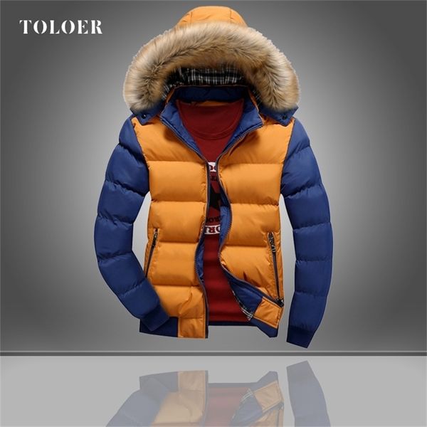 men winter jacket coat casual fur collar parka hooded mens overcoat thick warm patchwork zipper male outerwear windbreaker 210811, Black;brown
men winter jacket coat casual fur collar parka hooded mens overcoat thick warm patchwork zipper male outerwear windbreaker 210811, Black;brown