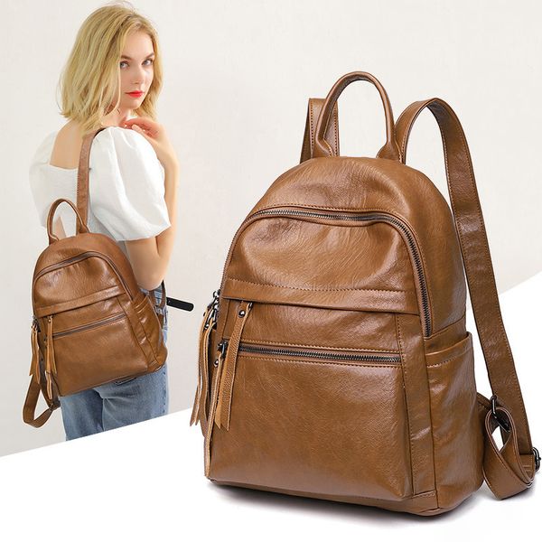 factory wholesale backpack women's large capacity 2021 new fashion easy to wear soft leather anti theft backpack student schoolbag leis
factory wholesale backpack women's large capacity 2021 new fashion easy to wear soft leather anti theft backpack student schoolbag leis