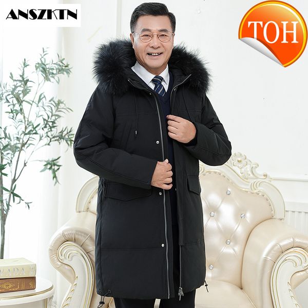thick 2021 winter new fashion long men's down jacket luxury fur collar style middle age men casual warm hooded, Black
thick 2021 winter new fashion long men's down jacket luxury fur collar style middle age men casual warm hooded, Black