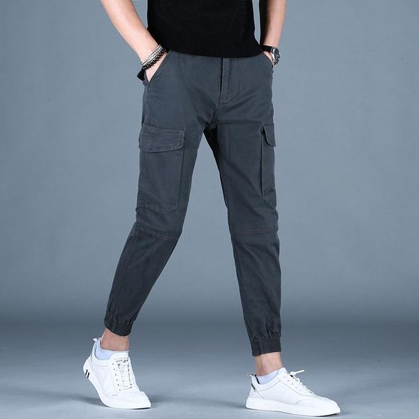 men's pants summer mens cargo casual ankle-length men lightweight dark gray cotton slim fit trousers, Black
men's pants summer mens cargo casual ankle-length men lightweight dark gray cotton slim fit trousers, Black
