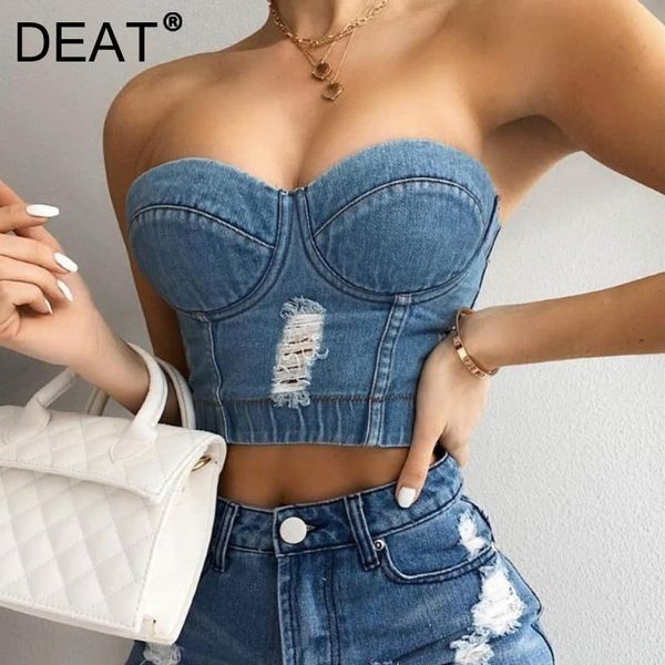 women's tanks & camis deat 2021 arrivals summer fashion tide casual blue patchwork sleevelrss slim hole sling denim women sb723, White
women's tanks & camis deat 2021 arrivals summer fashion tide casual blue patchwork sleevelrss slim hole sling denim women sb723, White