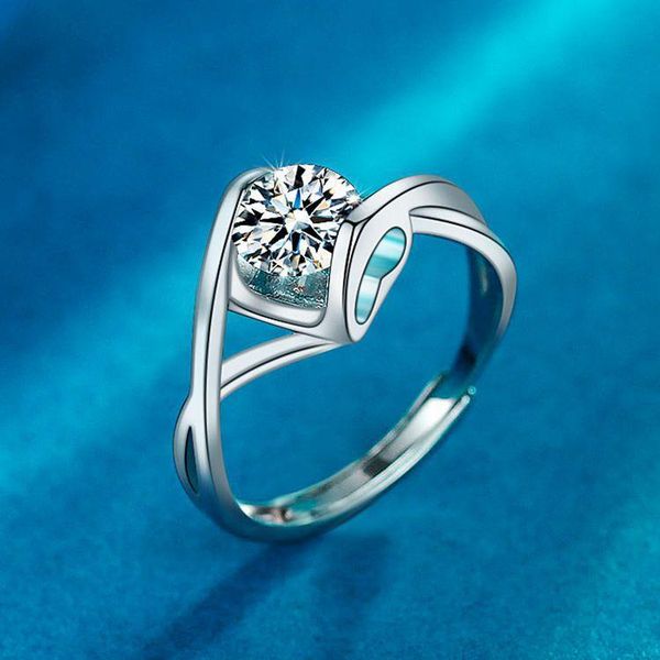 cluster rings inbeaut 2 ct excellent cut d color heart moissanite ring pass diamond test 925 silver angel kiss love, Golden;silver