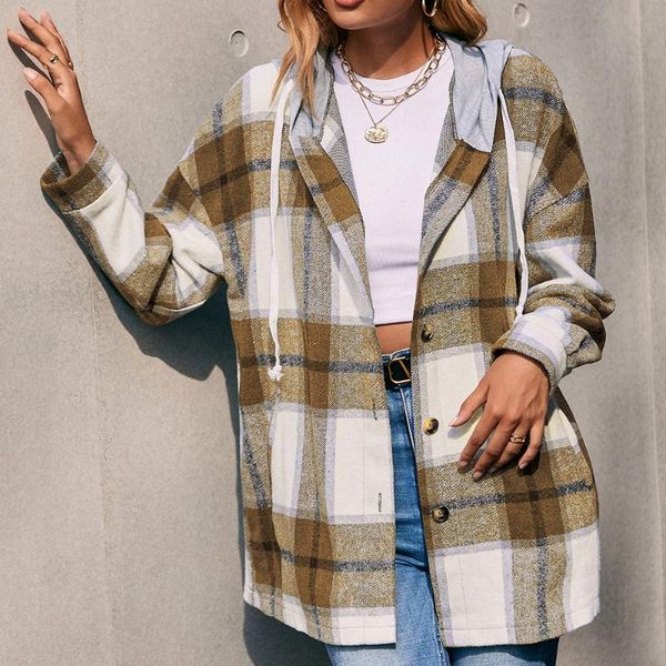 women's jackets autumn ladies hooded shirt coat girls leisure style temperament mixed color plaid long sleeve loose single-breasted out, Black;brown
women's jackets autumn ladies hooded shirt coat girls leisure style temperament mixed color plaid long sleeve loose single-breasted out, Black;brown