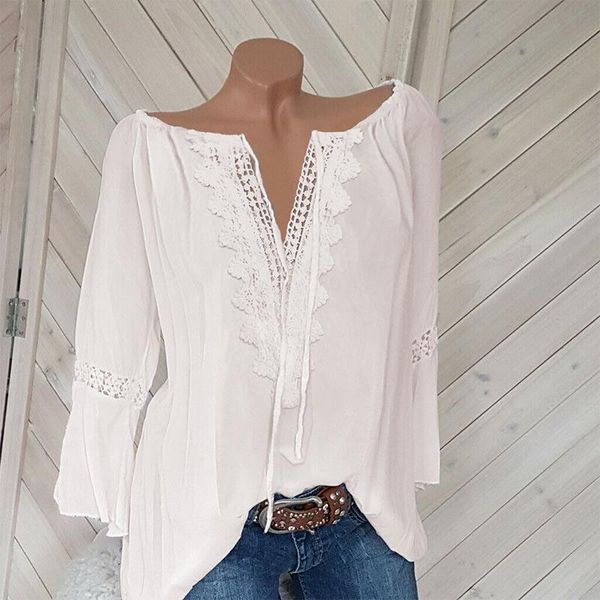 summer lace casual v-neck hollow out women's blouses three quarter sleeves ladies blouse 2021 spring loose solid female & shirts, White
summer lace casual v-neck hollow out women's blouses three quarter sleeves ladies blouse 2021 spring loose solid female & shirts, White