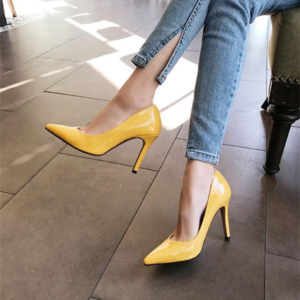 high-heeled work shoes women's fine heel paint leather single-shoe ol professional dress, Black
high-heeled work shoes women's fine heel paint leather single-shoe ol professional dress, Black