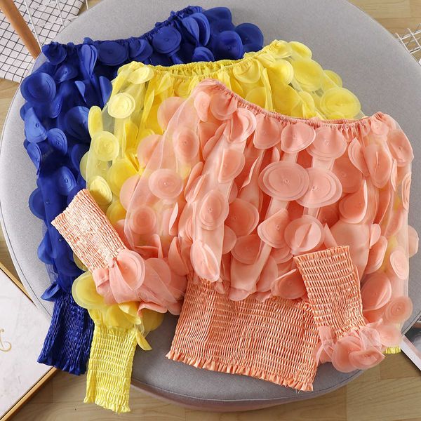 women's blouses & shirts summer fashionable three-dimensional flower sweet sleeve perspective mesh chiffon blouse women crop i0ep, White
women's blouses & shirts summer fashionable three-dimensional flower sweet sleeve perspective mesh chiffon blouse women crop i0ep, White