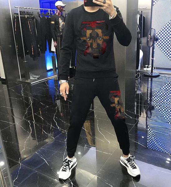 men's tracksuits set of fashionable men clothes stonethick diamond sports suit winter gout vessel, Gray
men's tracksuits set of fashionable men clothes stonethick diamond sports suit winter gout vessel, Gray