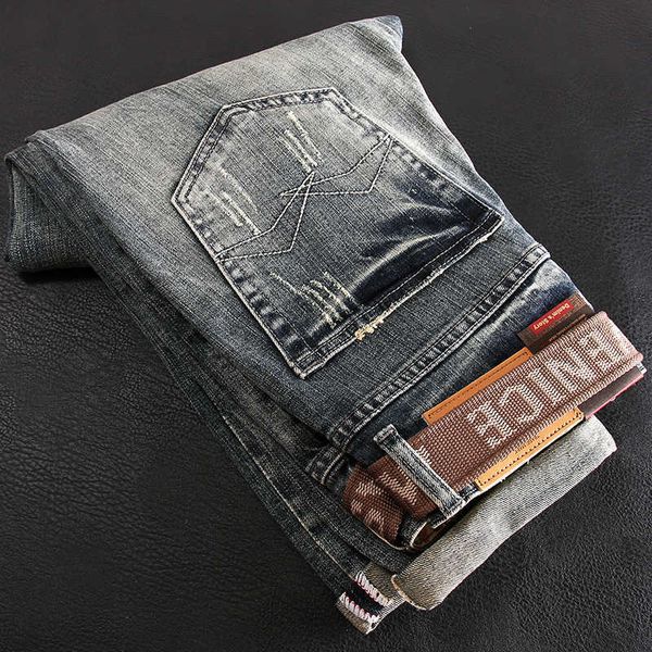 ly vintage fashion men jeans retro distred elastic slim ripped embroidery patchwork designer hip hop denim pants, Blue
ly vintage fashion men jeans retro distred elastic slim ripped embroidery patchwork designer hip hop denim pants, Blue