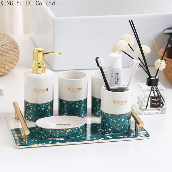 european ceramic bathroom supplies simple toothbrush holder 400ml lotion bottle household storage tray accessories bath accessory set
european ceramic bathroom supplies simple toothbrush holder 400ml lotion bottle household storage tray accessories bath accessory set