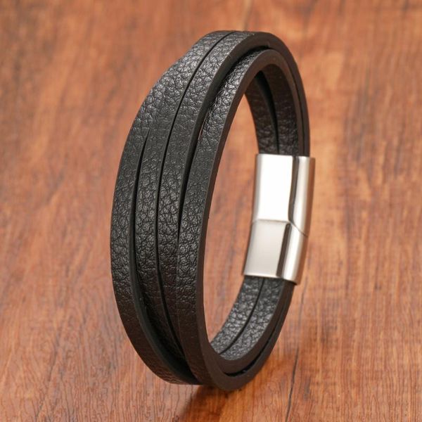 charm bracelets punk style men woven multi layer design genuine leather bracelet stainless steel magnetic clasp birthday gift jewelry, Golden;silver
charm bracelets punk style men woven multi layer design genuine leather bracelet stainless steel magnetic clasp birthday gift jewelry, Golden;silver