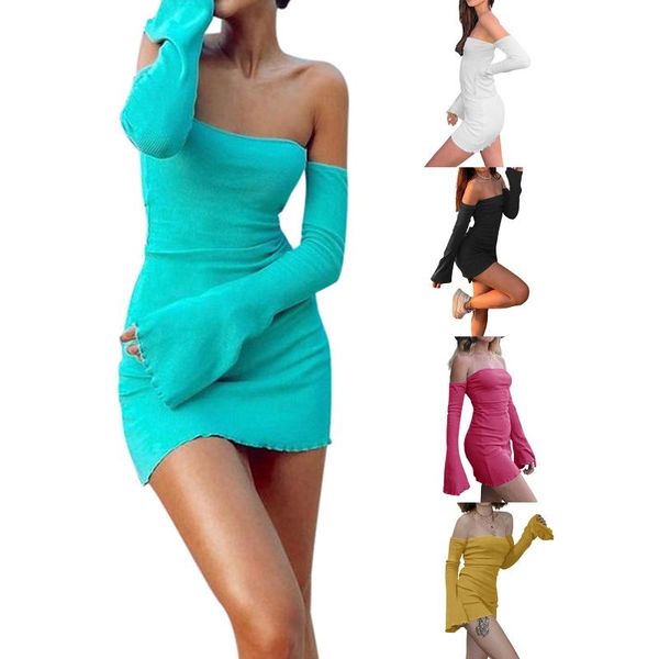 casual dresses women's dress, off shoulder long flared sleeve female vestidos solid color, Black;gray
casual dresses women's dress, off shoulder long flared sleeve female vestidos solid color, Black;gray