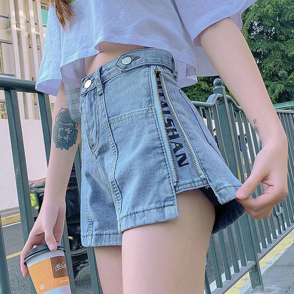 women's shorts fashion pokets jeans short women high waist side zipper split metal buttons female loose denim streetwear letter lady, White;black
women's shorts fashion pokets jeans short women high waist side zipper split metal buttons female loose denim streetwear letter lady, White;black