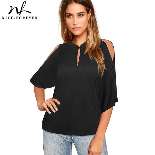 women's t-shirt nice-forever summer women fashion black color hollow out t-shirts casual oversized tees btyt060, White
women's t-shirt nice-forever summer women fashion black color hollow out t-shirts casual oversized tees btyt060, White