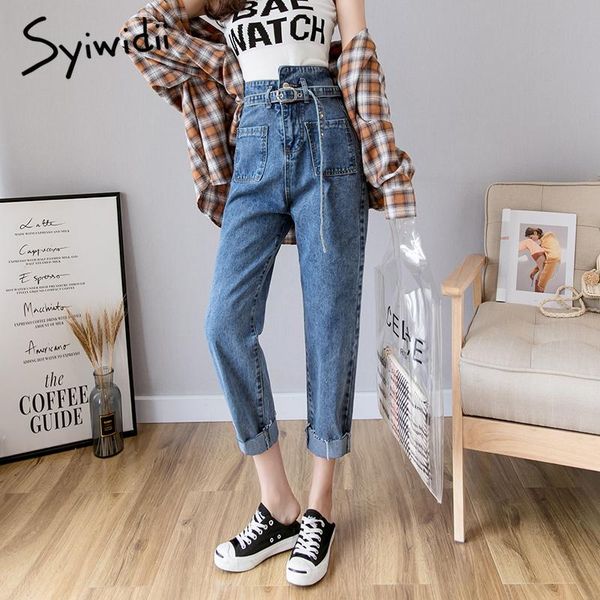 women's jeans syiwidii mom for woman high waist harem pants with belt vintage pockets plus size denim irregular tassel blue
women's jeans syiwidii mom for woman high waist harem pants with belt vintage pockets plus size denim irregular tassel blue