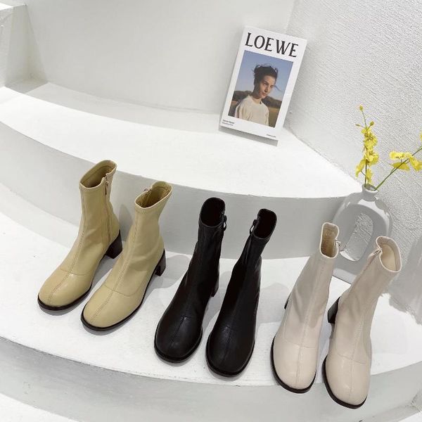 boots round toe women sock thick mid heels white/black/yellow side zipper stretch booties fashion winter boot
boots round toe women sock thick mid heels white/black/yellow side zipper stretch booties fashion winter boot