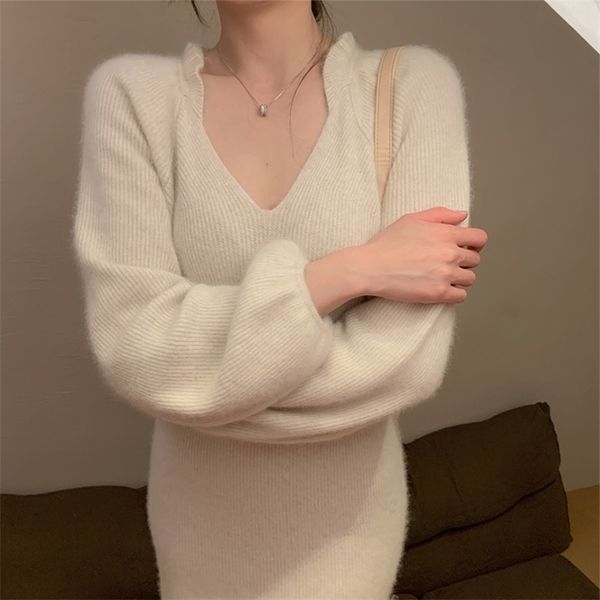 knit dress women winter french style bellflower skirt retro gentle sweater tight fishtail 210520, Black;gray 
knit dress women winter french style bellflower skirt retro gentle sweater tight fishtail 210520, Black;gray