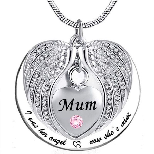 pendant necklaces angel wing memorial keepsake ashes urn birthstone necklace, i was his/her now he's/she's mine -for mum, Silver
pendant necklaces angel wing memorial keepsake ashes urn birthstone necklace, i was his/her now he's/she's mine -for mum, Silver