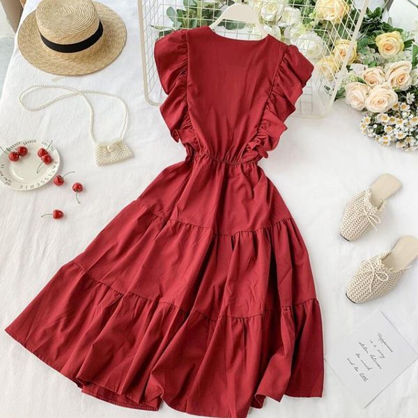 casual dresses v neck ruffles summer dress party tank sundress women a-line beach holiday elegant knee-length vestidos, Black;gray
casual dresses v neck ruffles summer dress party tank sundress women a-line beach holiday elegant knee-length vestidos, Black;gray