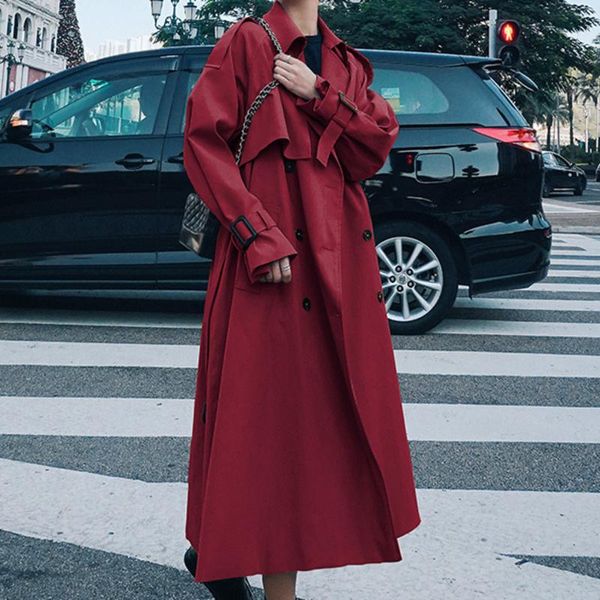 women's trench coats 2021 women spring and autumn double-breasted long coat, Tan;black
women's trench coats 2021 women spring and autumn double-breasted long coat, Tan;black