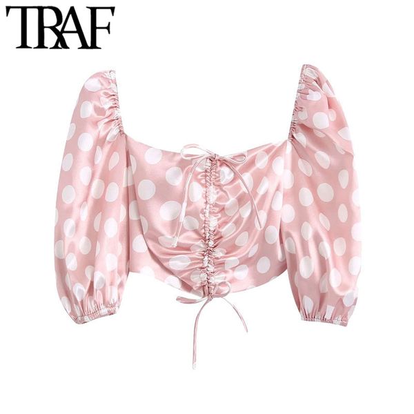traf women fashion drawstring polka dot cropped blouses vintage backless with buttons female shirts chic 210415, White
traf women fashion drawstring polka dot cropped blouses vintage backless with buttons female shirts chic 210415, White
