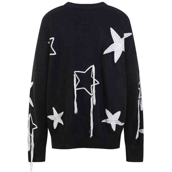 2022 men sweater wool embroidered pentagram knitted loose o-neck long sleeve pullover women couple wear, Black
2022 men sweater wool embroidered pentagram knitted loose o-neck long sleeve pullover women couple wear, Black