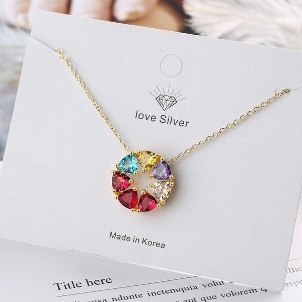charm female rainbow crystal pendant necklace dainty gold color chain necklaces for women trendy round zircon wedding, Silver
charm female rainbow crystal pendant necklace dainty gold color chain necklaces for women trendy round zircon wedding, Silver